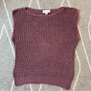 Marisa Evan Pink & Gray Crocheted Vintage 80’s Sleeveless Sweater Vest